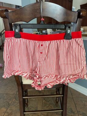 PINK Victoria's Secret Red & White Striped Lounge Shorts